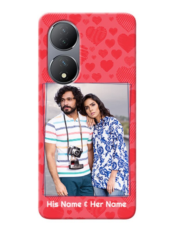 Custom Vivo Y100A Mobile Back Covers: with Red Heart Symbols Design