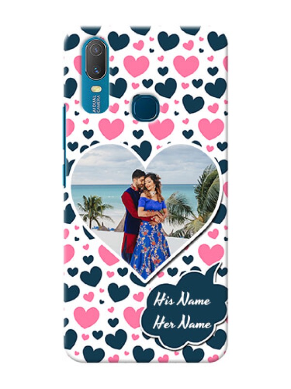 Custom Vivo Y11 Mobile Covers Online: Pink & Blue Heart Design