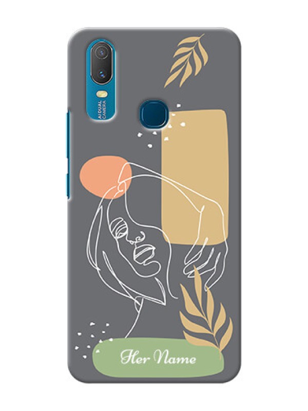 Custom Vivo Y11 Phone Back Covers: Gazing Woman line art Design