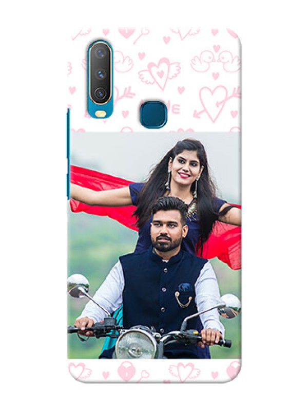 Custom Vivo Y12 personalized phone covers: Pink Flying Heart Design