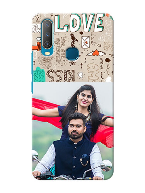 Custom Vivo Y12 Personalised mobile covers: Love Doodle Pattern 