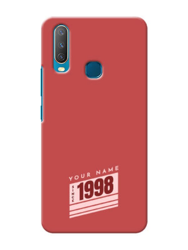 Custom Vivo Y12 Phone Back Covers: Red custom year of birth Design