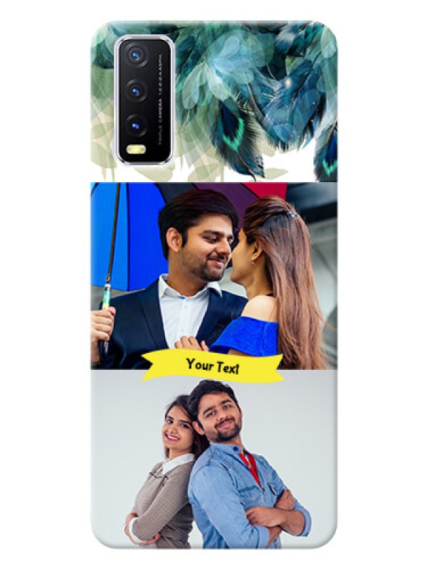 Custom Vivo Y12S Phone Cases: Image with Boho Peacock Feather Design