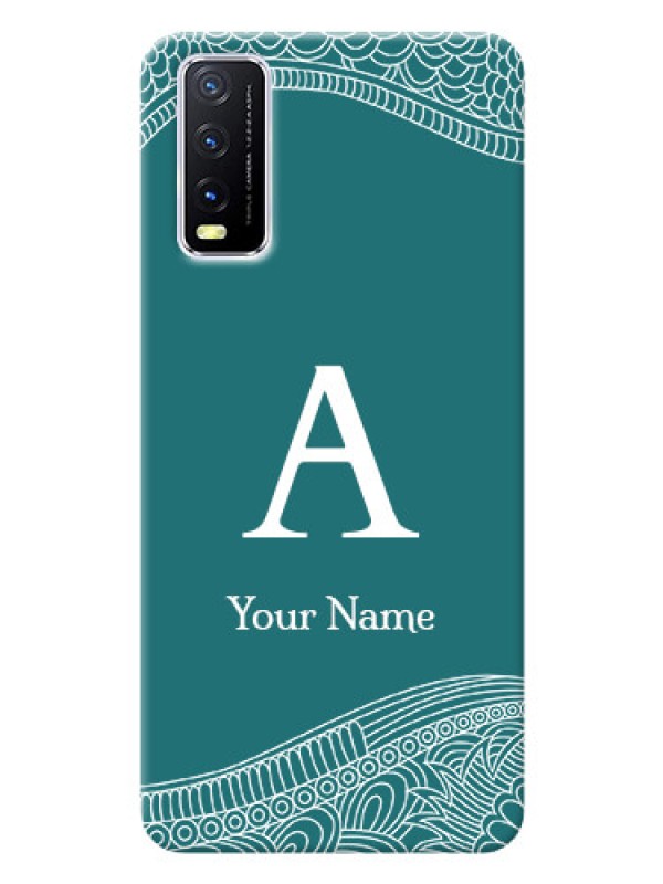 Custom Vivo Y12S Mobile Back Covers: line art pattern with custom name Design