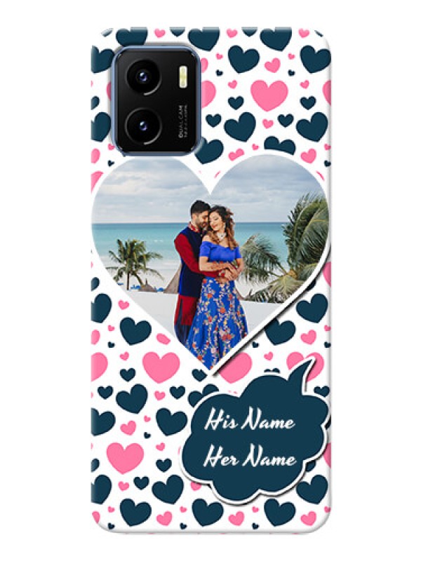 Custom Vivo Y15s Mobile Covers Online: Pink & Blue Heart Design