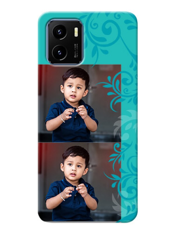 Custom Vivo Y15s Mobile Cases with Photo and Green Floral Design 