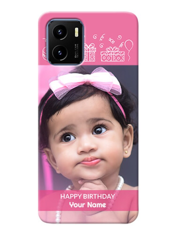 Custom Vivo Y15s Custom Mobile Cover with Birthday Line Art Design