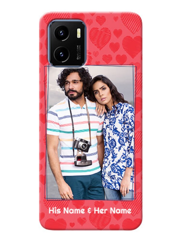 Custom Vivo Y15s Mobile Back Covers: with Red Heart Symbols Design