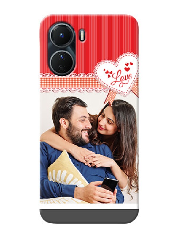 Custom Vivo Y16 phone cases online: Red Love Pattern Design