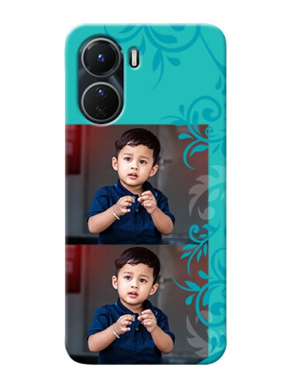 Custom Vivo Y16 Mobile Cases with Photo and Green Floral Design 