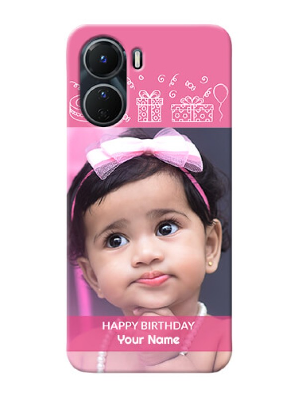 Custom Vivo Y16 Custom Mobile Cover with Birthday Line Art Design