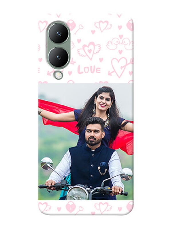 Custom Vivo Y17S personalized phone covers: Pink Flying Heart Design