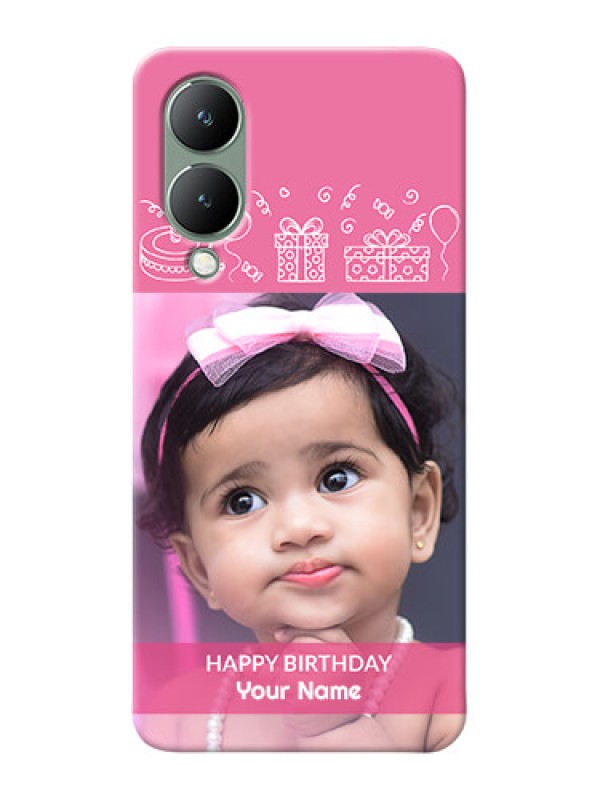 Custom Vivo Y17S Custom Mobile Cover with Birthday Line Art Design
