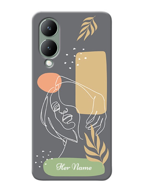 Custom Vivo Y17S Phone Back Covers: Gazing Woman line art Design