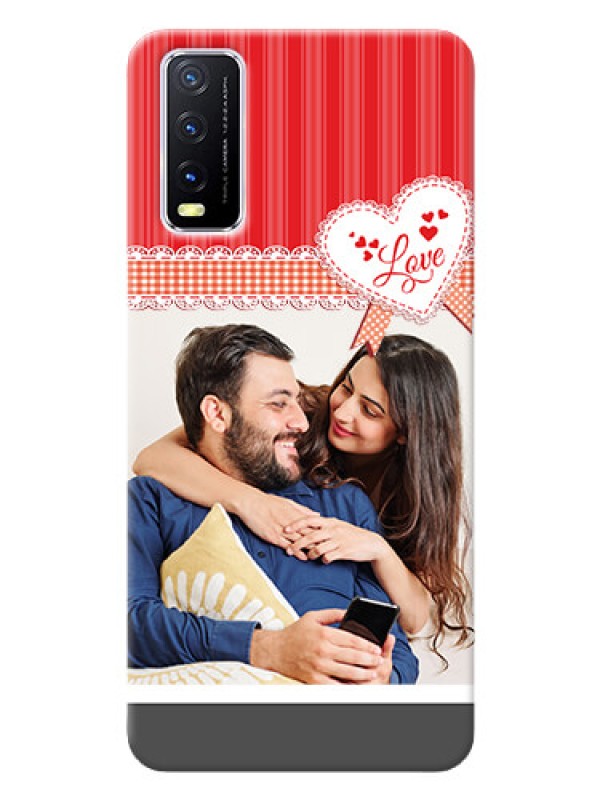 Custom Vivo Y20 phone cases online: Red Love Pattern Design