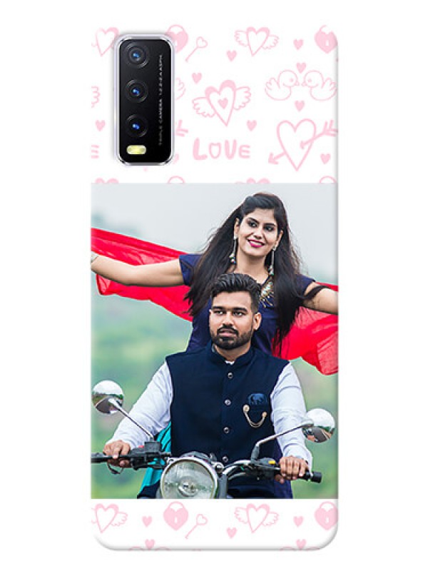 Custom Vivo Y20 personalized phone covers: Pink Flying Heart Design