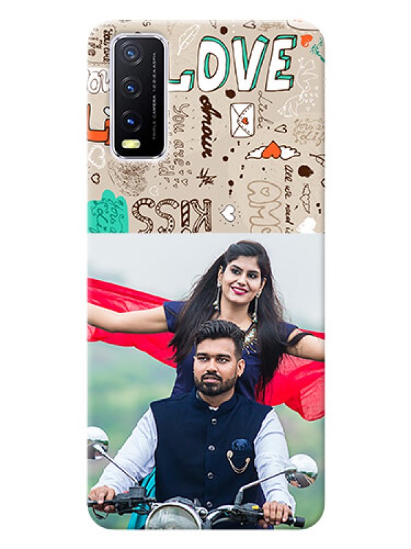 Custom Vivo Y20 Personalised mobile covers: Love Doodle Pattern 