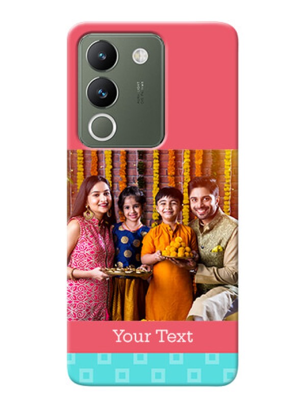 Custom Vivo Y200 5G Mobile Back Covers: Peach & Blue Color Design