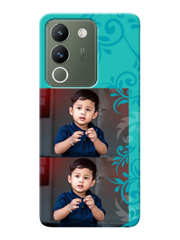 Custom Vivo Y200 5G Mobile Cases with Photo and Green Floral Design