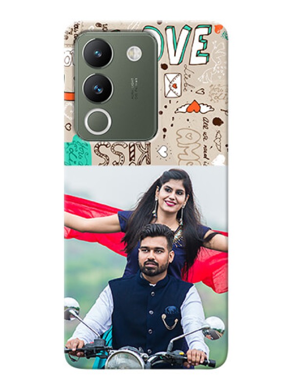 Custom Vivo Y200 5G Personalised mobile covers: Love Doodle Pattern