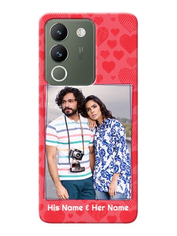 Custom Vivo Y200 5G Mobile Back Covers: with Red Heart Symbols Design