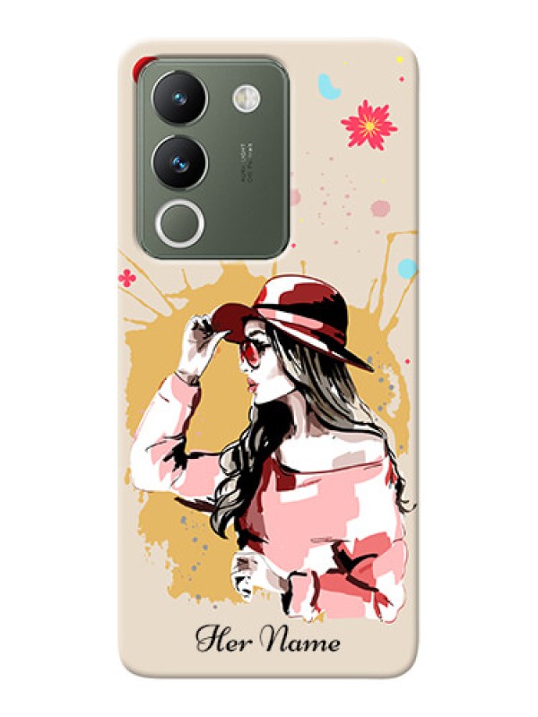 Custom Vivo Y200 5G Photo Printing on Case with Women with pink hat Design