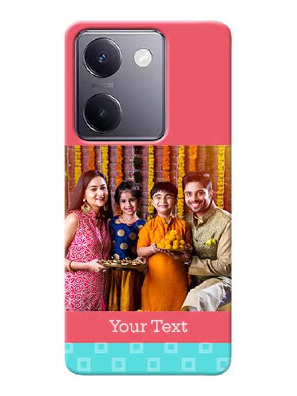 Custom Vivo Y200 Pro 5G Mobile Back Covers: Peach & Blue Color Design