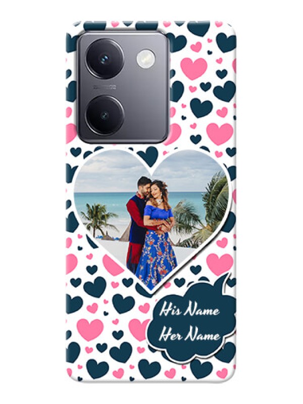 Custom Vivo Y200 Pro 5G Mobile Covers Online: Pink & Blue Heart Design