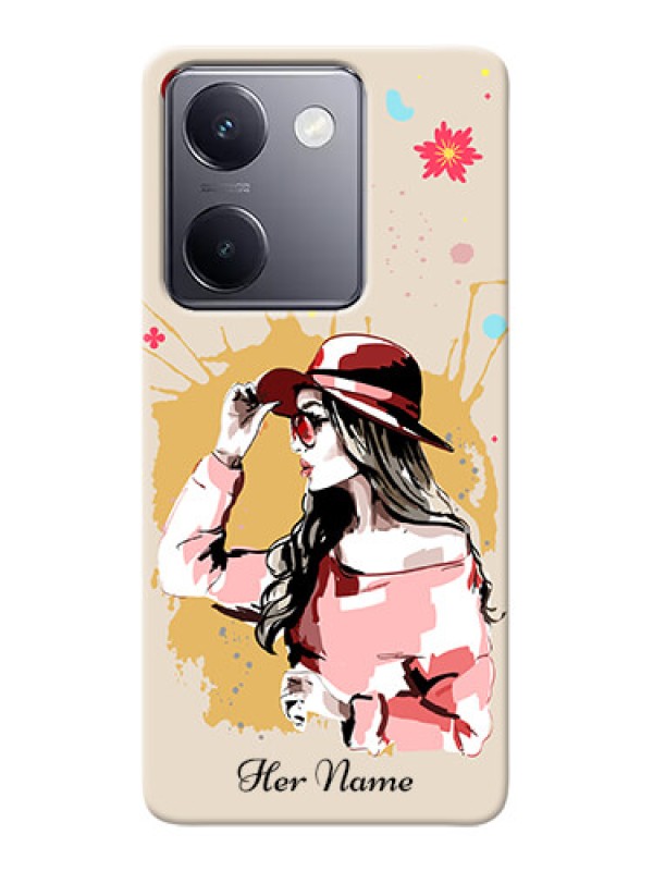 Custom Vivo Y200 Pro 5G Photo Printing on Case with Women with pink hat Design