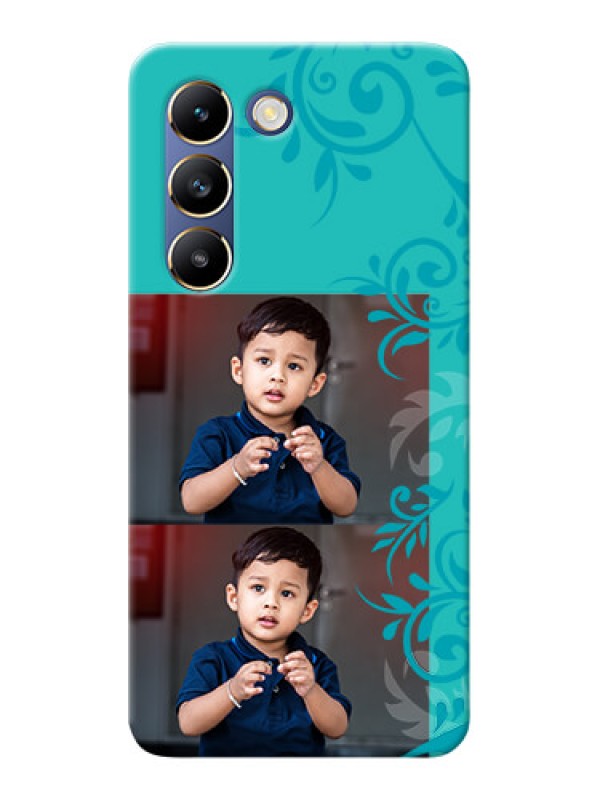 Custom Vivo Y200E 5G Mobile Cases with Photo and Green Floral Design