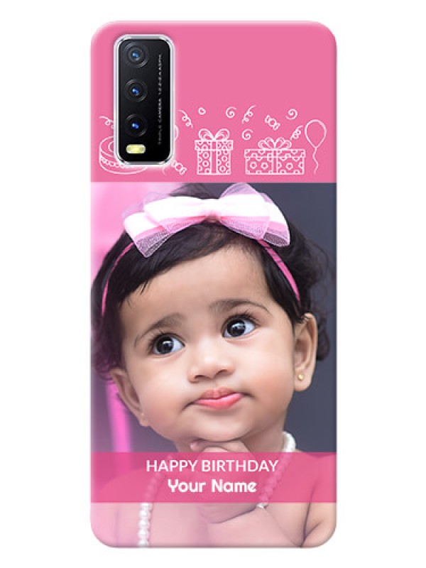 Custom Vivo Y20G Custom Mobile Cover with Birthday Line Art Design