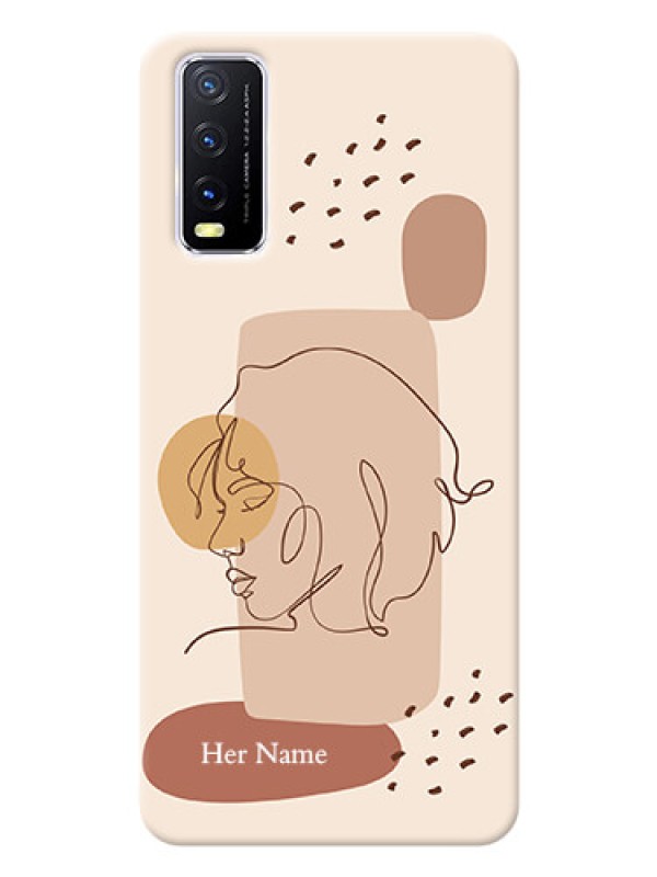Custom Vivo Y20T Custom Phone Covers: Calm Woman line art Design