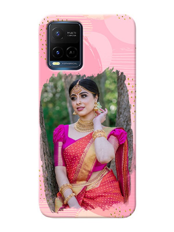 Custom Vivo Y21 Phone Covers for Girls: Gold Glitter Splash Design