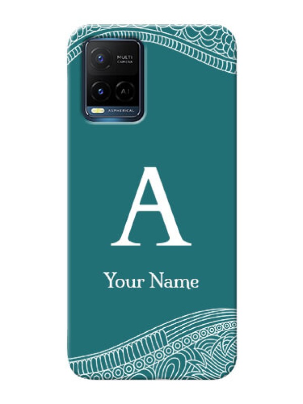 Custom Vivo Y21 Mobile Back Covers: line art pattern with custom name Design