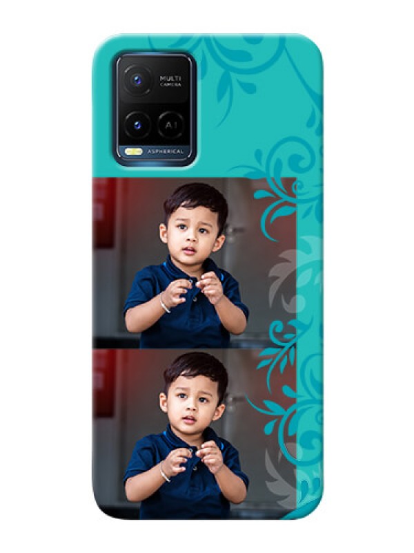 Custom Vivo Y21A Mobile Cases with Photo and Green Floral Design 