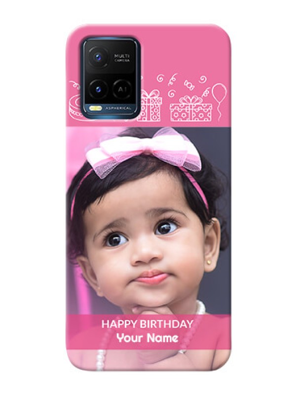 Custom Vivo Y21A Custom Mobile Cover with Birthday Line Art Design