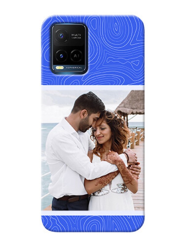 Custom Vivo Y21E Mobile Back Covers: Curved line art with blue and white Design