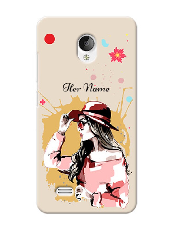 Custom Vivo Y21L Back Covers: Women with pink hat Design