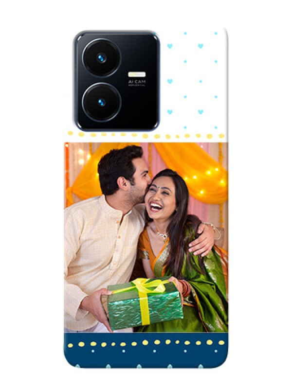 Custom Vivo Y22 Phone Covers: White and Blue Abstract Design