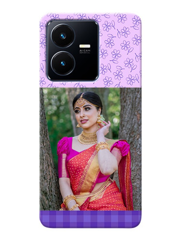 Custom Vivo Y22 Mobile Cases: Purple Floral Design