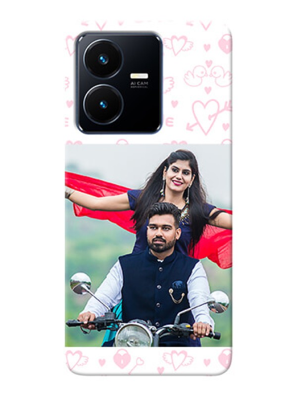 Custom Vivo Y22 personalized phone covers: Pink Flying Heart Design