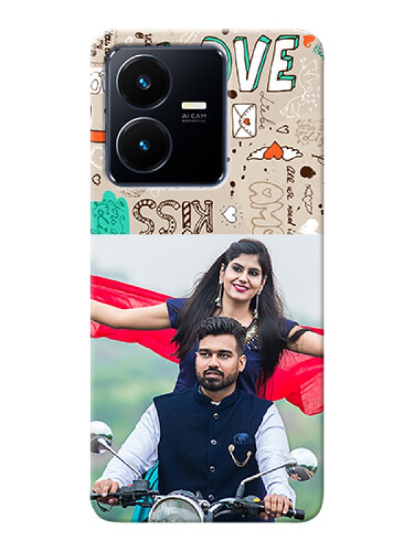 Custom Vivo Y22 Personalised mobile covers: Love Doodle Pattern 