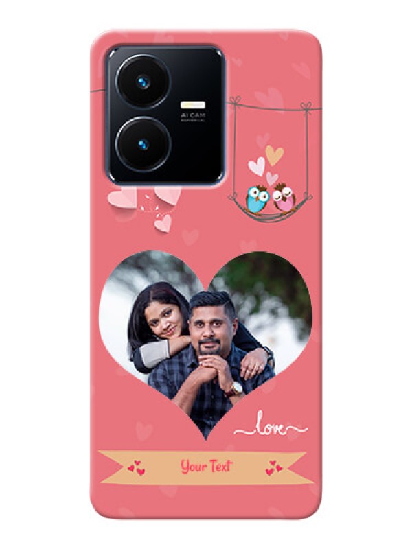 Custom Vivo Y22 custom phone covers: Peach Color Love Design 