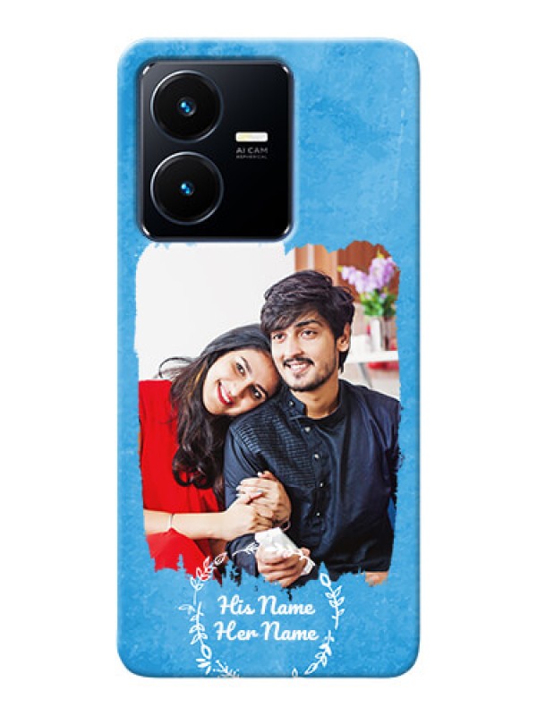 Custom Vivo Y22 custom mobile cases: Blue Color Vintage Design