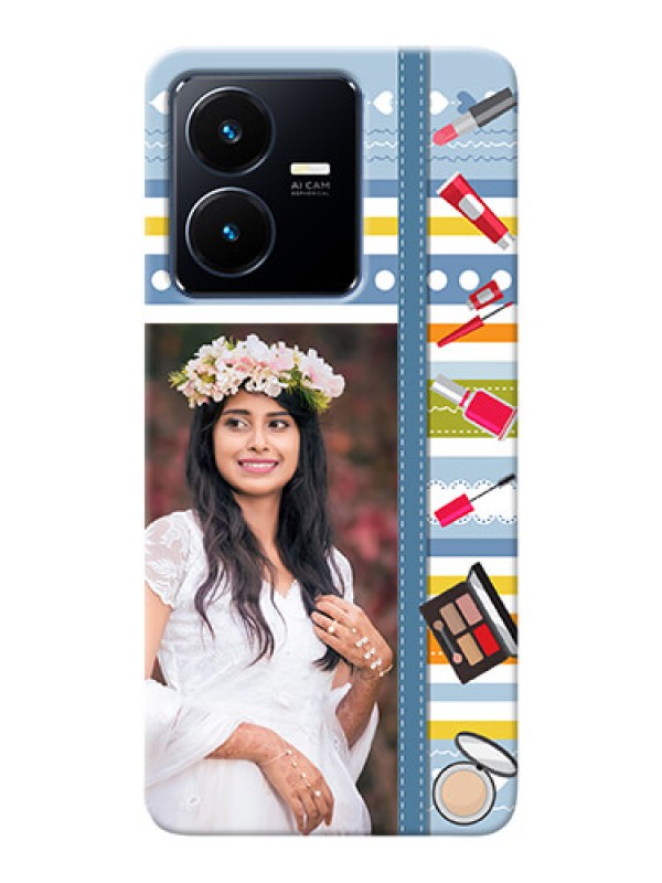Custom Vivo Y22 Personalized Mobile Cases: Makeup Icons Design