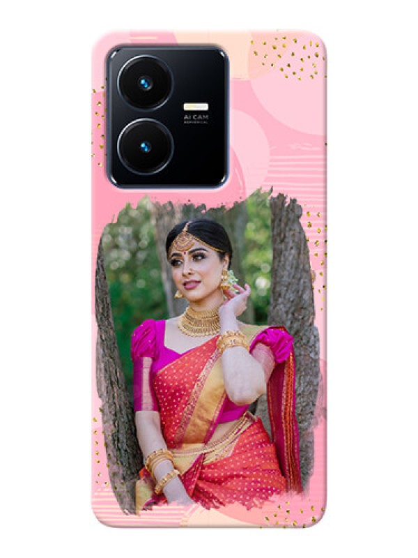 Custom Vivo Y22 Phone Covers for Girls: Gold Glitter Splash Design