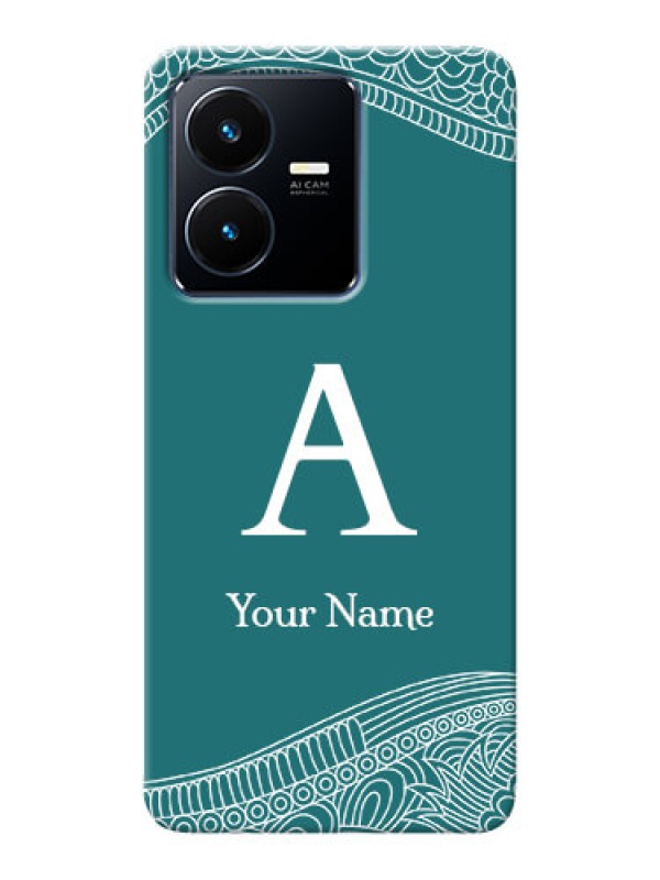 Custom Vivo Y22 Mobile Back Covers: line art pattern with custom name Design