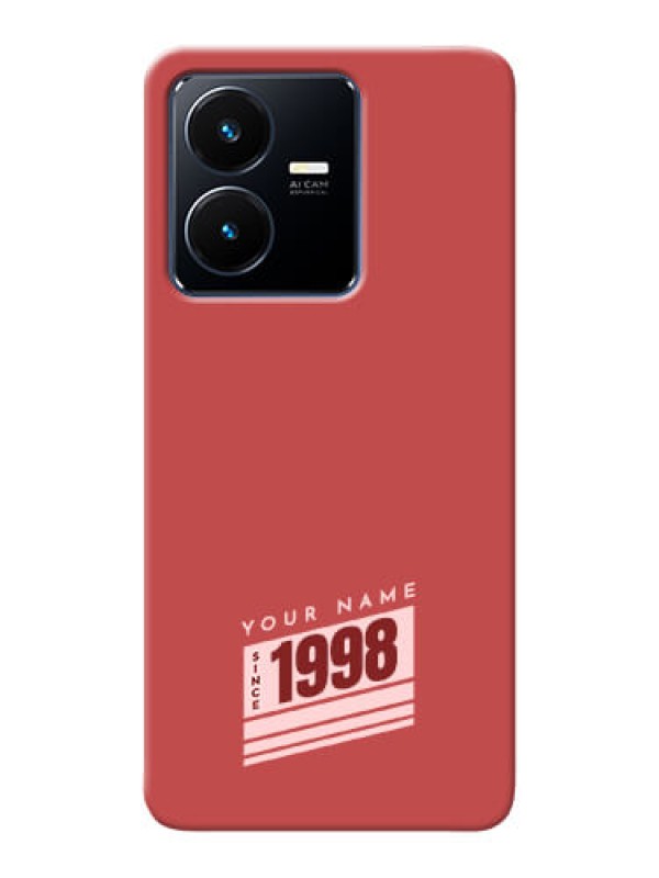 Custom Vivo Y22 Phone Back Covers: Red custom year of birth Design