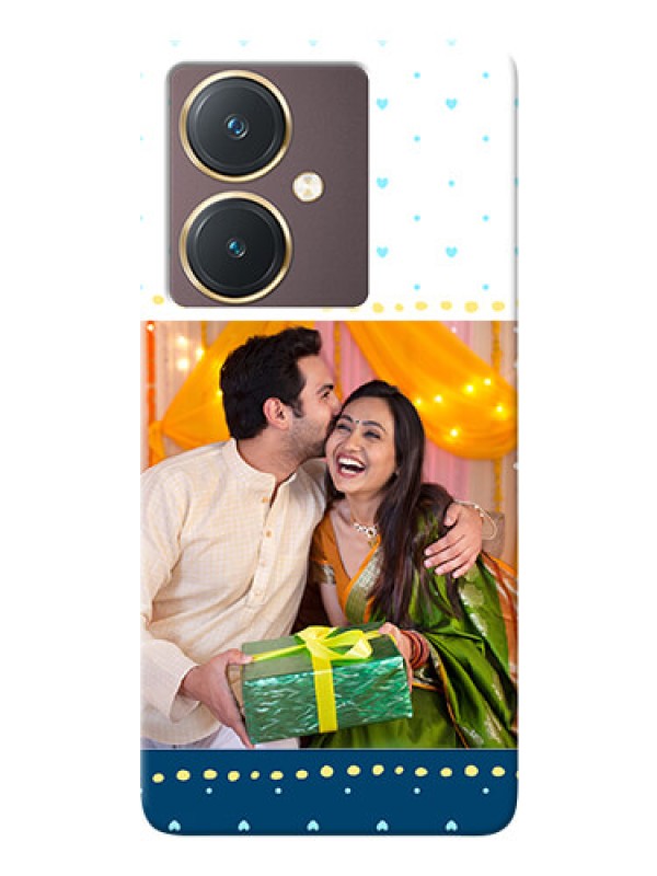 Custom Vivo Y27 Phone Covers: White and Blue Abstract Design