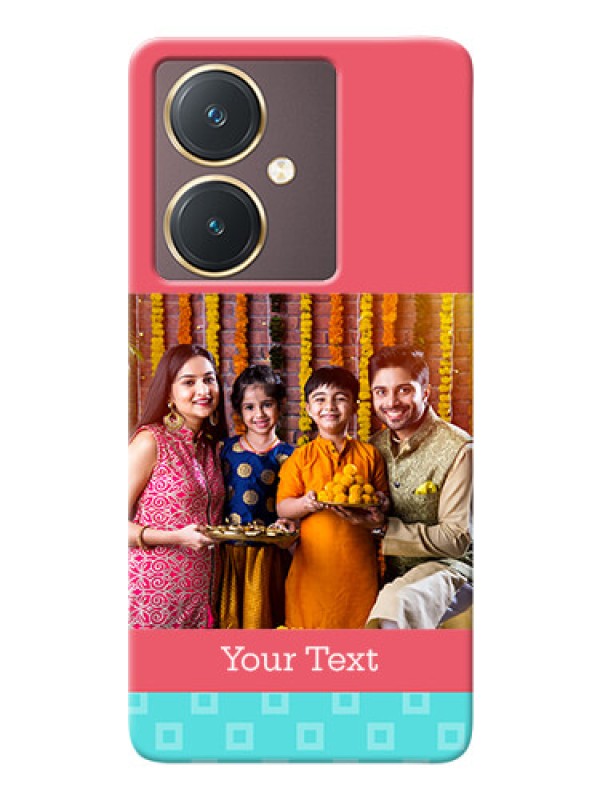 Custom Vivo Y27 Mobile Back Covers: Peach & Blue Color Design